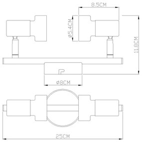 Globo 57917-2G - Faretto  MASON 2xGU10/25W/230V nero/oro