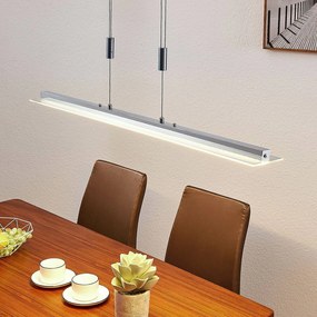 Lampada LED a sospensione Lindby Sladja, cromo, vetro, touch dimmer Sladja Lindby, dimmerabile, Cromo / Argento, Soggiorno / Sala da pranzo, Vetro, Moderno