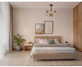 Lampadario a sospensione con supporto rigido MERRA 3xE27/40W/230V nero/beige