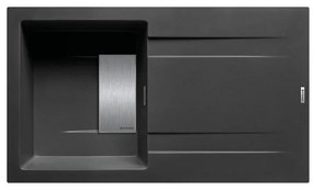 Lavello integrato 1 vasca in granito nero PYRAMIS Kartesio L 50 x L 86 cm