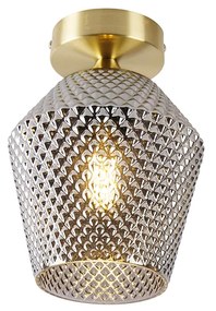 Lampada da soffitto intelligente in ottone con vetro fumé incl. Wi-Fi A60 - Karce