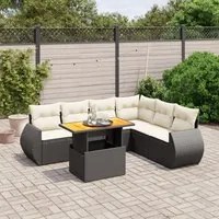 Set Divani da Giardino con Cuscini 7pz Nero Polyrattan 3272211