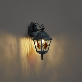 Lanterna da parete vintage per esterni nera con verde antico IP44 - Antigua Down