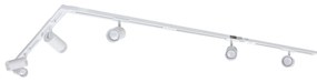 Sistema di illuminazione a binario moderno con 5 faretti bianchi monofase - Iconic Jeana