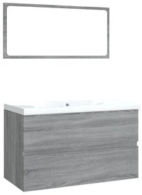 Set di mobili da bagno grigio sonoma in legno multistrato