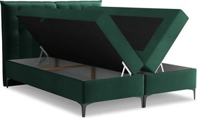Letto boxspring verde scuro con contenitore 180x200 cm Mikana – Makamii