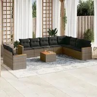 Set Divani da Giardino 11 pz con Cuscini in Polyrattan Grigio 3226123