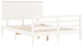 Giroletto con testiera bianco 140x190 cm in legno massello