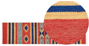 Tappeto kilim cotone multicolore 80 x 300 cm HATIS Beliani