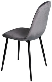 Sedia Teok Black Velluto - Grigio scuro