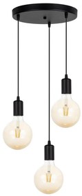 Lampadario a sospensione con filo MIROS 3xE27/60W/230V arrotondato nero
