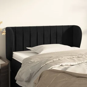 Testiera Ad Orecchio Nera 103x23x78/88 Cm İn Velluto /