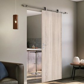 Porta scorrevole reversibile Brush in mdf marrone, L 93 x H 215 cm, con binario Toledo