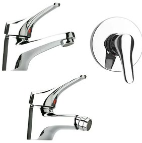 Set miscelatori lavabo bidet e doccia incasso cromati Piralla Ariel scarico incluso