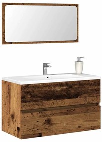 Mobile Da Bagno Con Specchio İn Legno Antico Legno Multistrato /