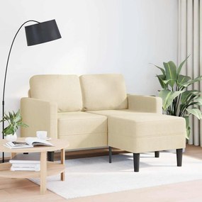 Divano 2 Posti Con Chaise Longue A L Crema 125 Cm İn Tessuto /