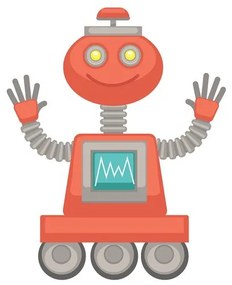 Quadro su tela – Con motivo di robot in rosso