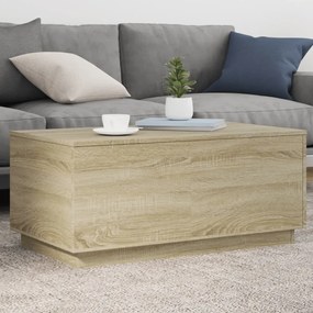 Tavolino da soggiorno con luci led rovere sonoma 90x50x40 cm