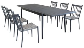 IMPERIUM - set tavolo in alluminio cm 160/240x90x76 h con 6 sedute