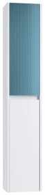 Colonna per mobile bagno Niwa 2 ante P 27 x L 30 x H 160 cm laccato opaco bianco con vetro blu pacifico