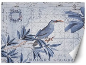 Carta Da Parati, 3D Leaf Card Shabby Chic Bird Blue