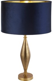 Lampada Da Scrivania Contemporanea Segale Ottone 1 Tessuto Blu Luce E27