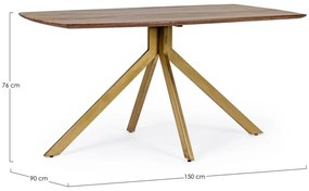 Tavolo SHERMAN in legno di mango e base finitura ottone 150 x 90 cm