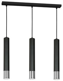 Lampadario a sospensione con filo NEST 3xGU10/8W/230V nero/cromo lucido