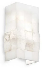 Lampada Da Parete Stones 1 Luce Alabastro Naturale E Metallo Bianco