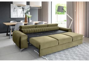 Divano color kaki allungabile e rivestimento in velluto 261 cm Laurence – ELTAP