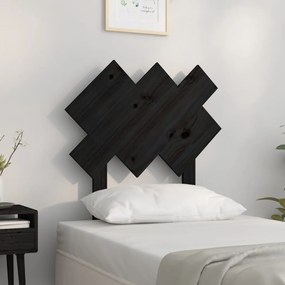 Testiera Per Letto Nera 72,5x3x81 Cm İn Legno Massello Di Pino /