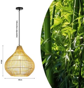Immax 08257L - Lampadario a sospensione con filo PELO 1xE27/40W/230V diametro 40 cm rattan