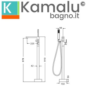 Kamalu - Miscelatore da terra in acciaio inox lucido con doccetta e flessibile | KAM-DIANA CROMO
