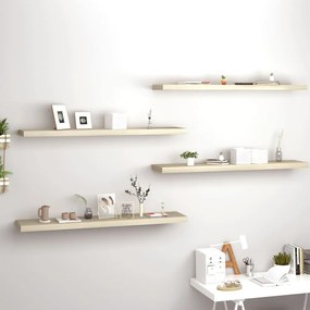 Scaffali A Parete 4 Pz Rovere 120x23,5x3,8 Cm İn Mdf /