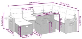 Set divano da giardino 8 pz con cuscini grigio in polyrattan