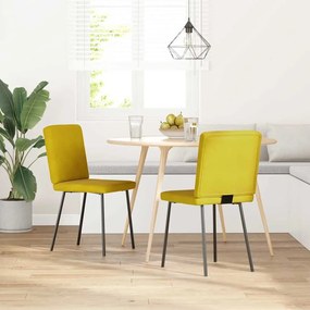 Sedie Da Pranzo 2 Pz Gialle İn Velluto /