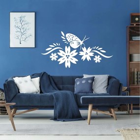 Adesivo murale - farfalla e fiori | Inspio