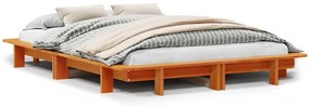 Giroletto Senza Materasso Marrone Cera 140x200cm Massello Pino /