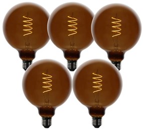 Set di 5 lampadine LED E27 dimmerabili G125 marroni 4W 120 lm 1800K