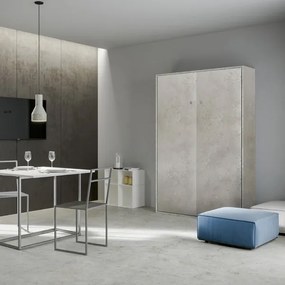 Letto matrimoniale francese THERES a scomparsa verticale Grigio 154x39xh210 cm