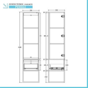 Mobile bagno sospeso 80 cm industrial nero e legno con pensile Baketo