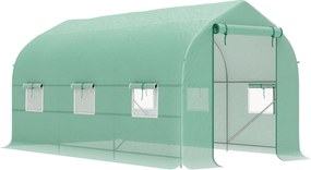 Serra a Tunnel Anti-UV 4x2x2 m con 6 Finestre a Rete e Ingresso Arrotolabile in Metallo e PE Verde...