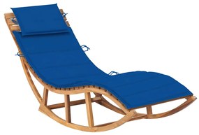 Lettino Prendisole A Dondolo Con Cuscino İn Massello Di Teak /