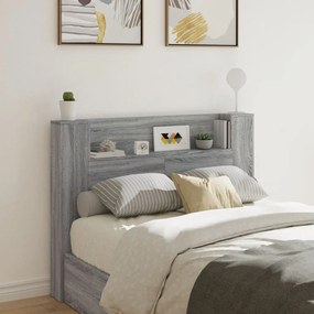 Testiera Con Contenitore A Led Grigio Sonoma 140x16,5x103,5 Cm /