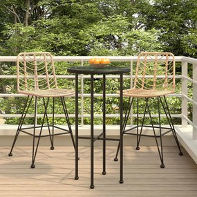 Sgabelli da bar 2 pz 45x56x103,5 cm rattan pe e acciaio