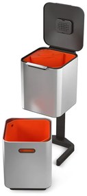 Bidone in acciaio per rifiuti differenziati in argento 40 l Totem Compact - Joseph Joseph