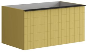 Mobile da bagno sotto lavabo Pixel grid giallo laccato opaco L 80 x H 40 x P 45.5 cm 2 cassetti, lavabo non incluso