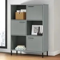 Libreria con Gambe Metallo Grigio 90x35x128,5 cm Massello OSLO 351013