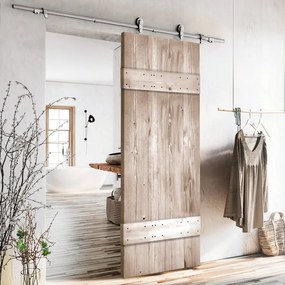 Porta scorrevole reversibile Barn Wenge in inox beige, L 86 x H 215 cm, con binario Toledo