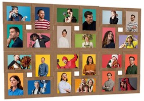 Cornice Per Collage 24x(10x15 Cm) Foto Marrone Chiaro İn Mdf /